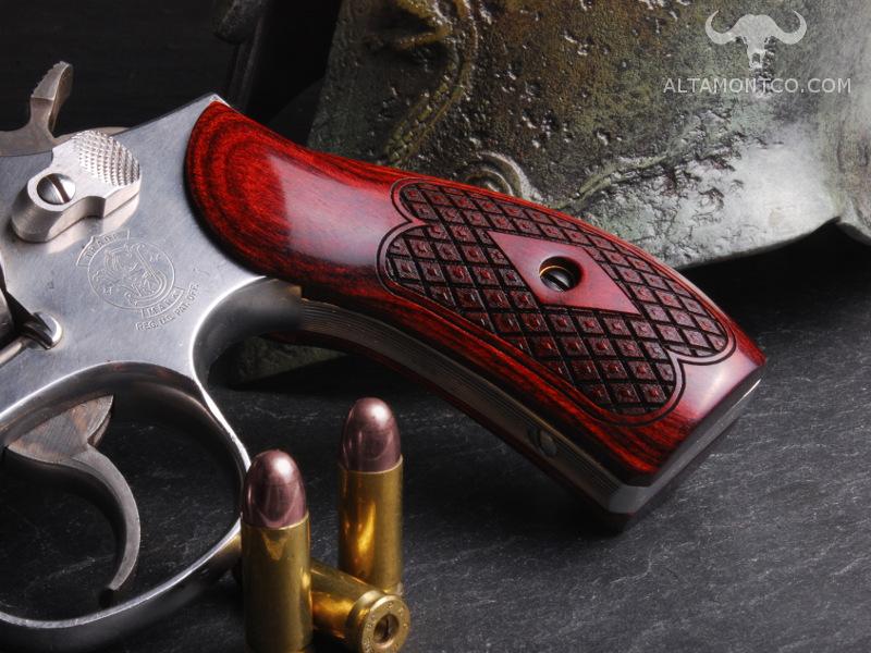 HARDWOOD K FRAME ROUND BUTT SMITH AND WESSON HANDMADE GRIPS REVOLVERS MP 