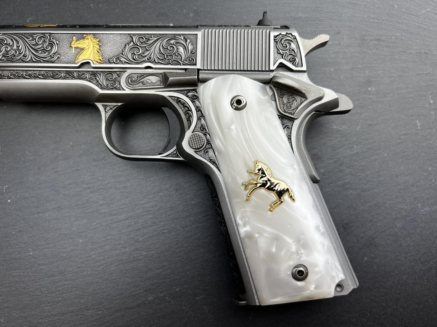 Custom 1911 A1 Full Size Flames Red SPD Acrylic Ambidextrous Grips...
