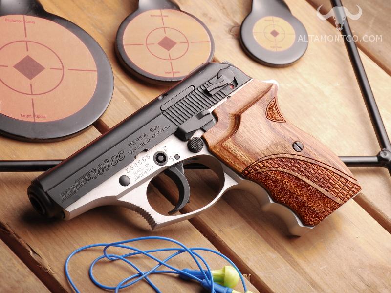 thumbnail image 2 of Bersa Thunder Concealed Carry Pistol Grips – Red With Gold Leaf – Plastic 2 of 5