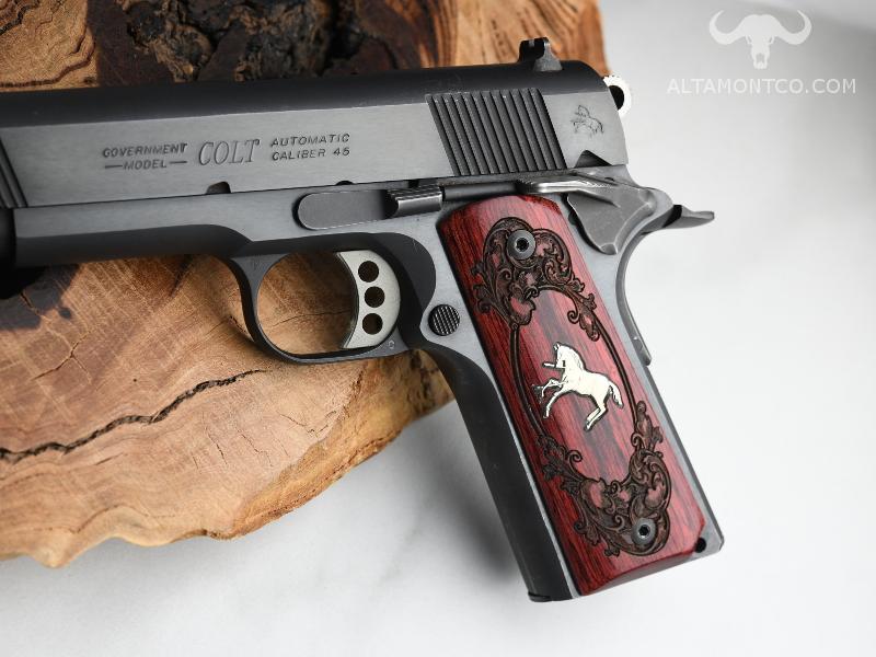 Colt 1911 /& Clones Custom High Polished Aluminium Grips Your Initials