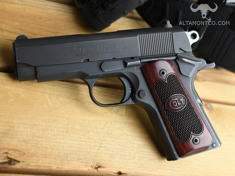 COMPACT 1911 GRIPS SALE $39.88 TO CENTERS MOUNTING HOLES 2 11/16 IN FITS 3-4 INCH BARREL COLT OFFICERS,DEFENDERS,KIMBER CDP,SIG,SPRINGFIELD,PARA,C-7,S & W 