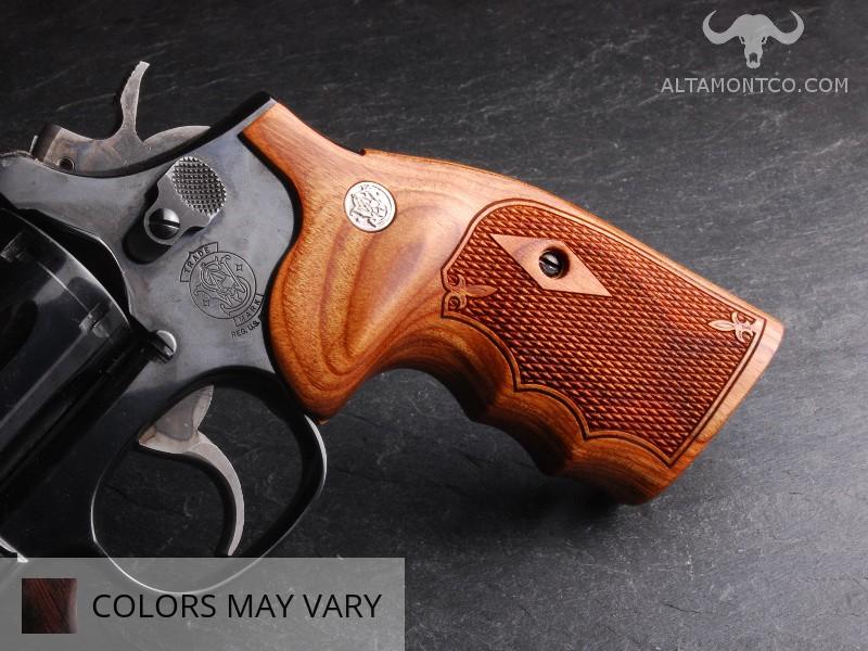 MOTHER OF PEARL S&W K L FRAME COMBAT GRIPS SQUARE/ROUND BUTT BLUE SCORPION 