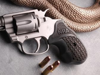 Colt Cobra 2017 Oversize Fingergroove Grey/Black G10 Star/Stipple NRA Block Logo
