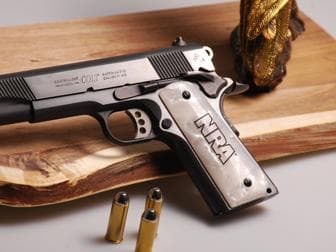 1911 Govt. Classic Panel White Pearl with NRA Block Logo