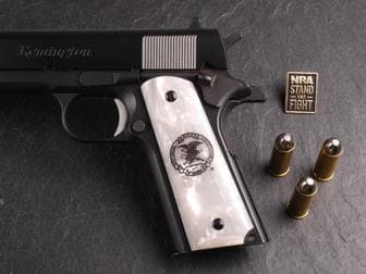 1911 Govt. Classic Panel White Pearl with NRA Eagle