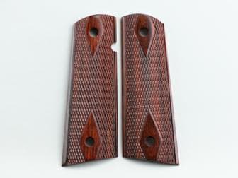 1911 Govt. Magwell Panel Super Rosewood Double Diamond Checkered w/Straight Edge & Ambi Safety Cut</br>(Retail Price: $35)