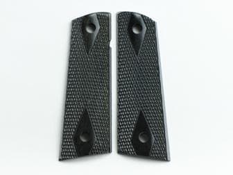 1911 Govt. Magwell Panel Silverblack Double Diamond Checkered w/Straight Edge & Ambi Safety Cut</br>(Retail Price: $35)