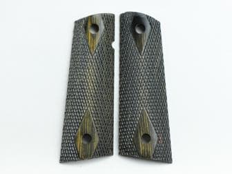 1911 Govt. Magwell Panel Silverblack Double Diamond Checkered w/No Border & Ambi Safety Cut</br>(Retail Price: $35)