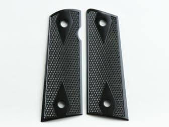 1911 Govt. Slim Magwell Panel Black Linen Micarta Double Diamond Checkered w/Ambi Safety Cut & Slim Bushings/Screws</br>(Retail Price: $49)