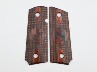 1911 Compact/Officer SLIMTECH Super Rosewood Low Profile Double Diamond Checkered with Rampant Colt Laser Logo</br>(Retail Price: $68)