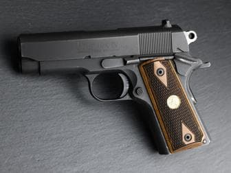 Colt Compact/Officer Classic Panel Super Walnut Checkered with Gold Medallions