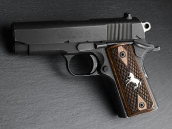 1911 Compact Classic Panel Super Walnut Spanish Diamond with Silver Horse