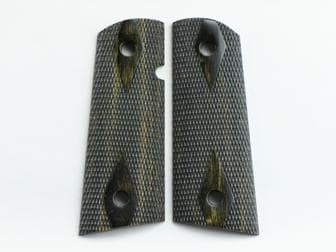 1911 Compact/Officer Magwell Panel Silverblack Double Diamond Checkered No Border w/Ambi Safety Cut</br>(Retail Price: $35)