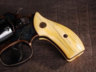 S&W J Round Classic Panel Aged Ivory with Bronze Medallions