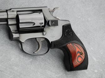 S&W J Round FALCONIA® Black Grip with Burnt Orange G10 Insert