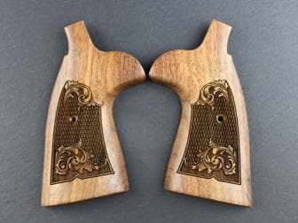 S&W N Square Target American Walnut Checkered Engraved<br>(Retail Price: $52)