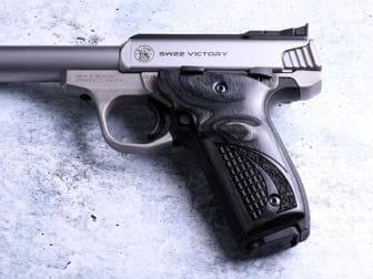 S&W 22 Victory Ultima Panel Silverblack Crocback/Stipple