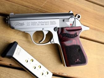 Walther PPKS PPK/S S&W Walnut Checkered Pistol Grips Fleur-De-Lis W/O LOGO! 